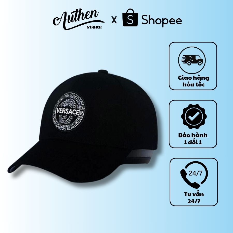 Nón lưỡi trai Versace màu đen hàng xuất dư nam nữ cao cấp freesize Authen.Store