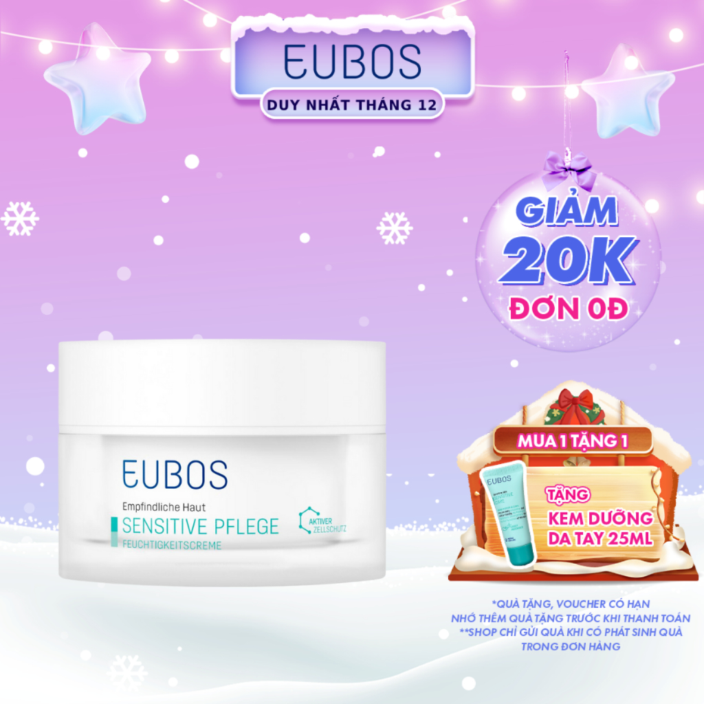 Kem Dưỡng Da Mặt EUBOS Sensitive Moisturizing Cream Duy Trì Độ Ẩm Giúp Da Căng Mịn Cho Da Nhạy Cảm Lọ 50ml