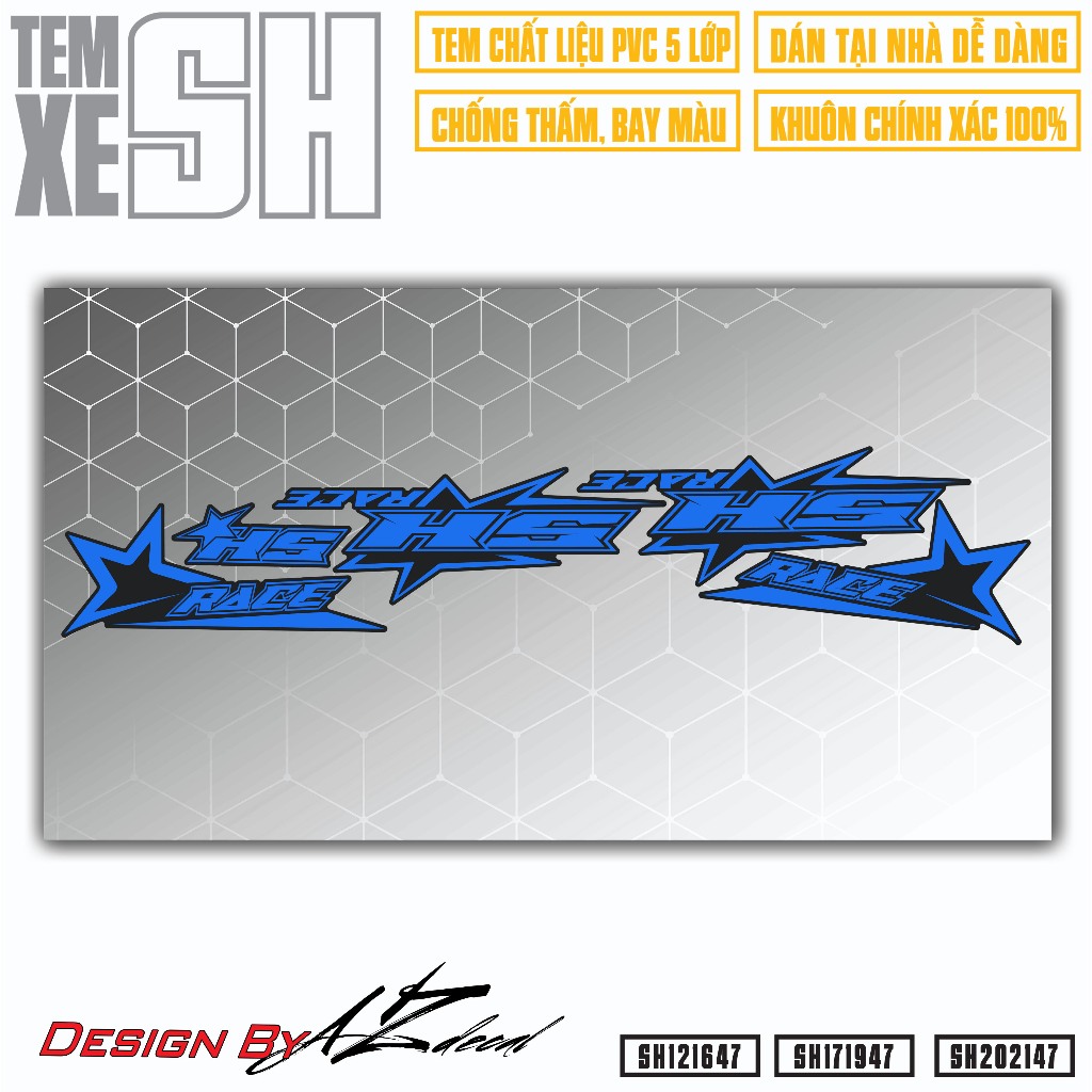 Tem SH Mẫu Race Đời 2022 2021 2020 2019...  | SH47 | Team Decal Rời Hình Dán Xe Máy SH 125i 150i Chống Nước Bền Màu