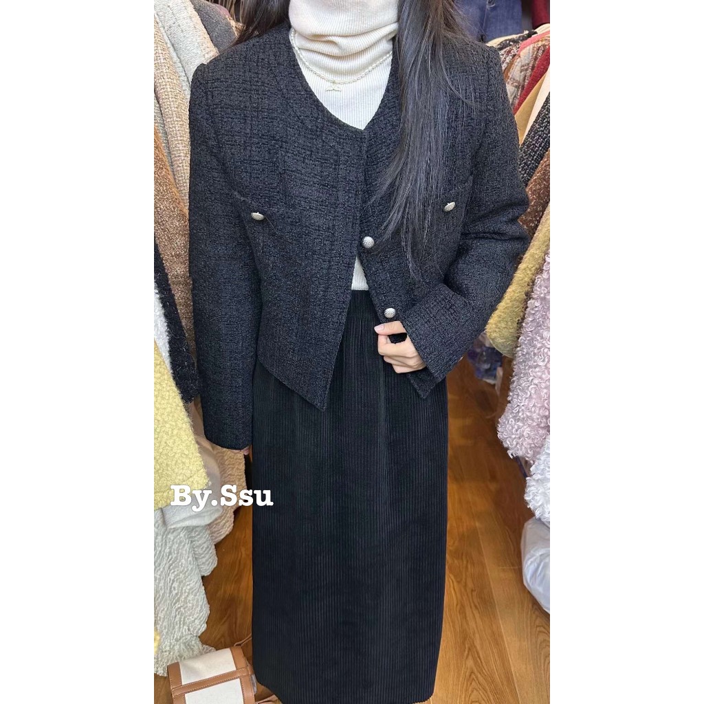 Áo Tweed Xinyao lót lông vũ  - MIDISTORE