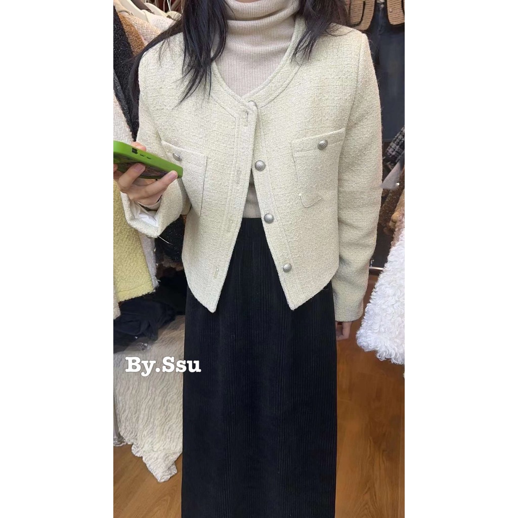 Áo Tweed Xinyao lót lông vũ  - MIDISTORE
