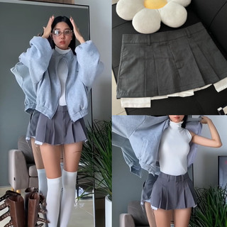 MINI SKIRT DEROSE CẠP TRỄ - Váy tennis cạp trễ thiết kế 2 vạt túi trắng