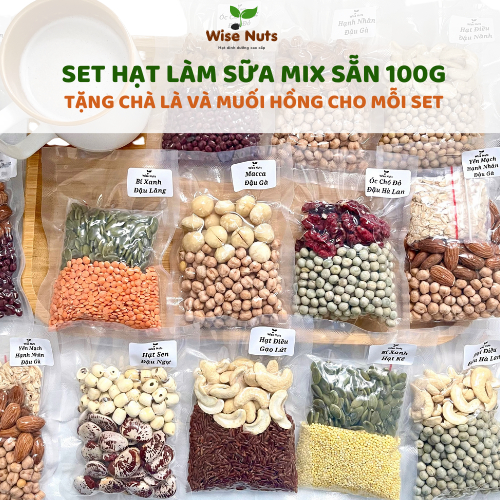 Set 100g Hạt Dinh Dưỡng Nấu Sữa Mix Sẵn, Set Hạt Làm Sữa Đồ Ăn Dặm Cho Bé Mix Sẵn