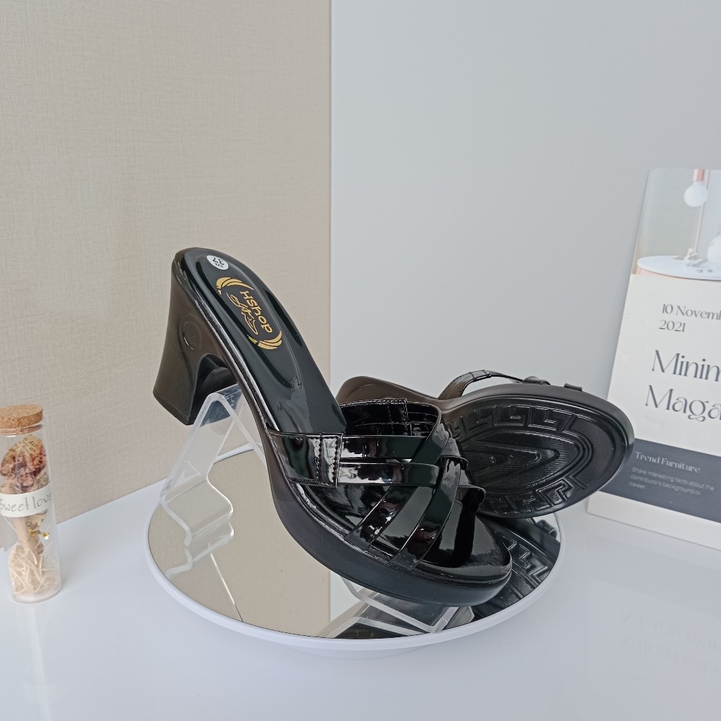 Dép cao gót nữ mẫu hai quai dây đan gót vuông 3 phân, 5 phân, 7 phân và 8 phân bền đẹp, Thời Trang KH08 mẫu 2 quai dây