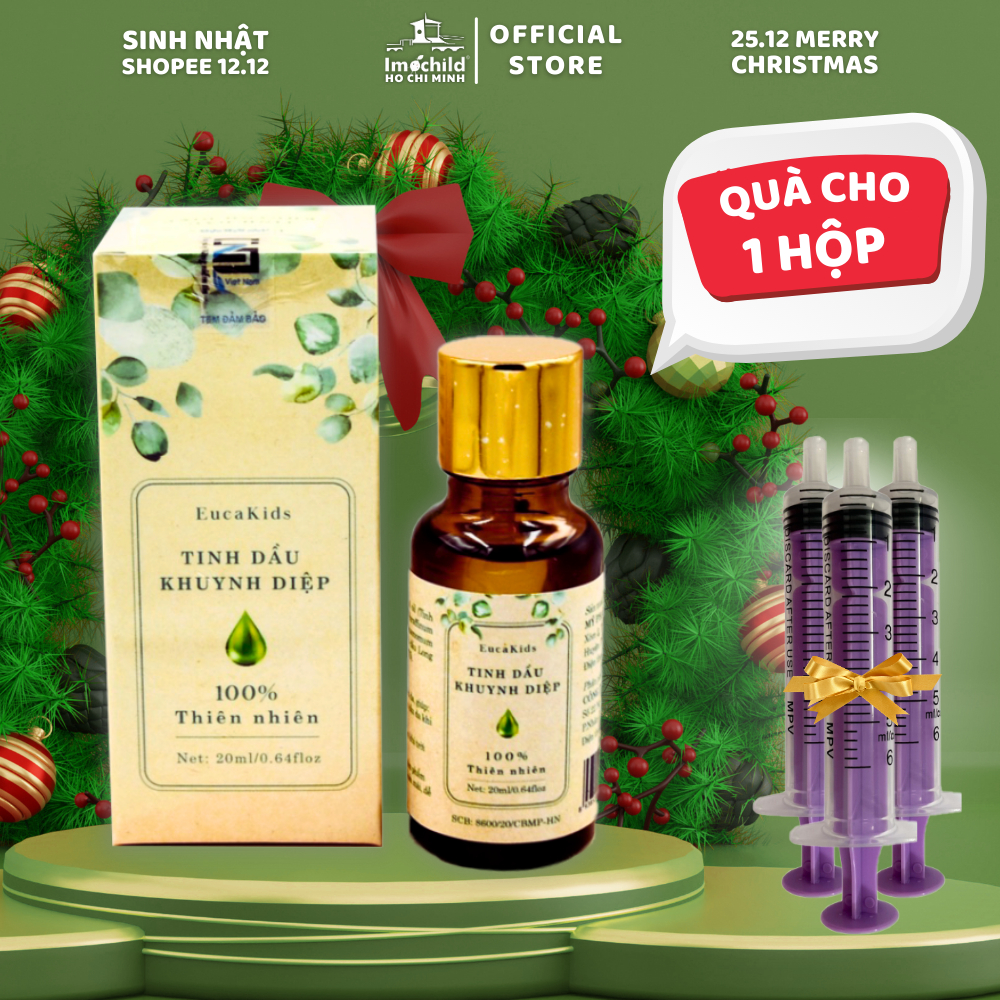 Tinh Dầu Khuynh Diệp EUCA KIDS Tắm Bé, Phòng Cảm Lạnh, Thư Giãn, Thông Mũi, Phòng Bệnh Hô Hấp, Xua Đuổi Muỗi Lọ 20m;