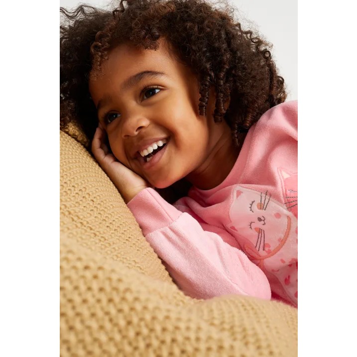 Bộ nỉ nhung mèo hồng dư xịn cho bé gái BCA004