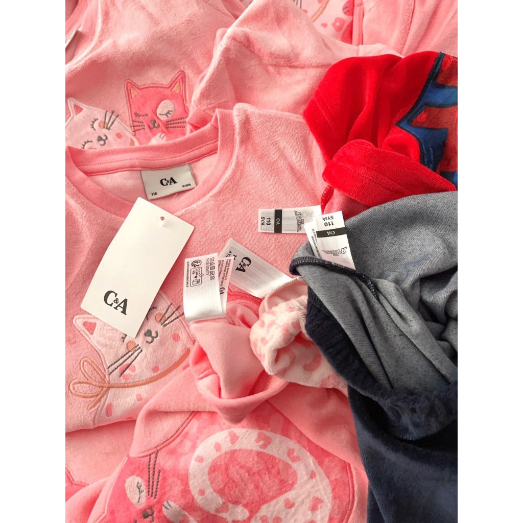 Bộ nỉ nhung mèo hồng dư xịn cho bé gái BCA004