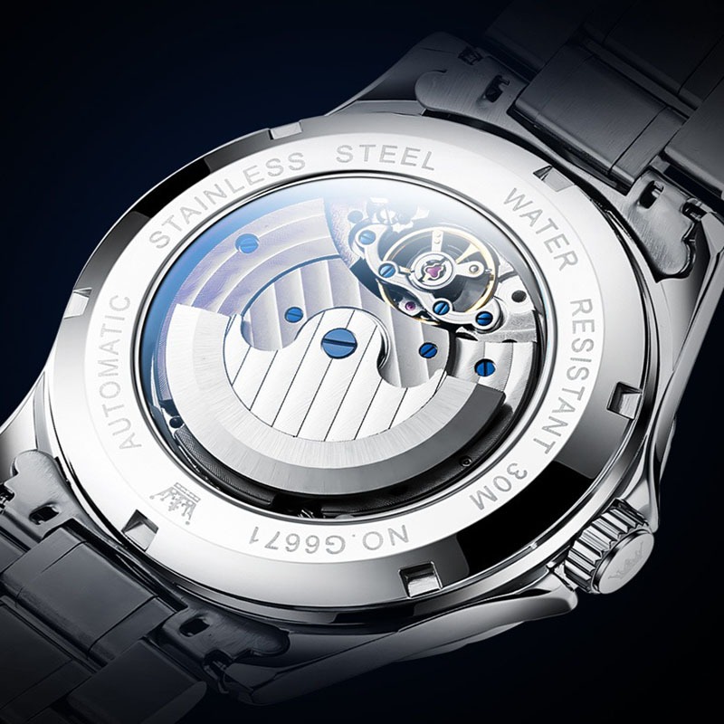 Đồng hồ Olevs automatic nam lộ máy cơ,Đồng hồ đeo tay quà tặng cho bố và bạn trai,Đồng hồ thể thao cao cấp chống nước