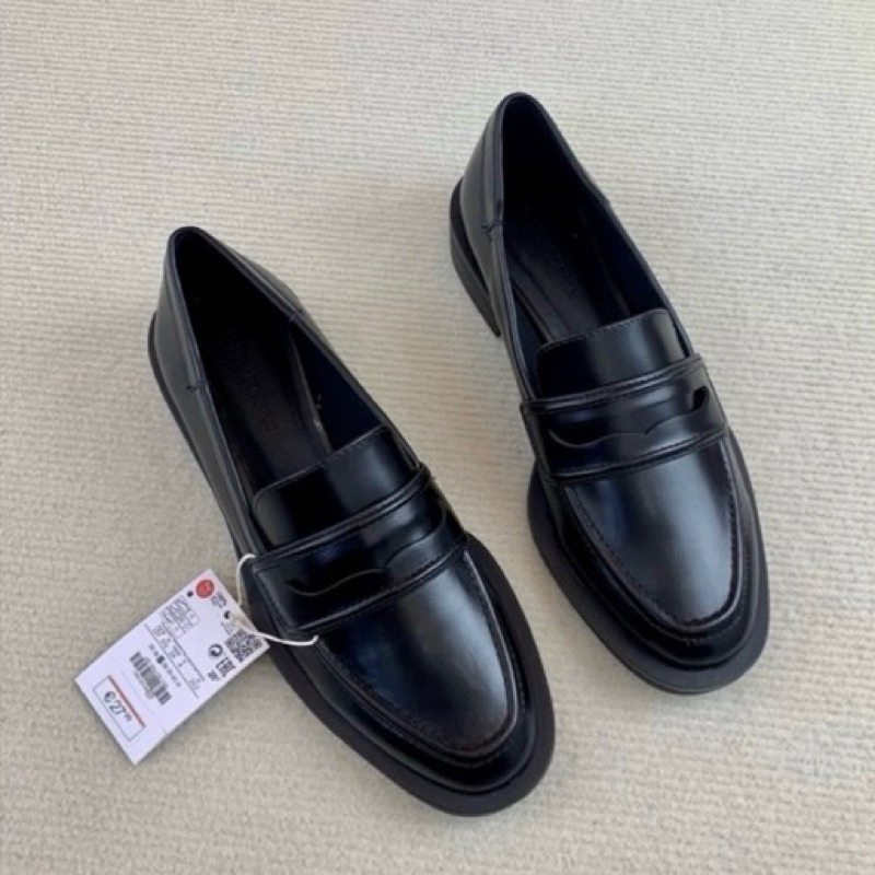 ORDER- Stra Giày moca đính tag gót vuông da mềm 6cm - xuất Âu