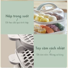 Nồi Hấp Thức Ăn 2 Tầng Đa Năng Bear DZG-C60Q8 Dung Tích 6L | Hàng Chính Hãng | Bảo Hành 18T | Mimax Store