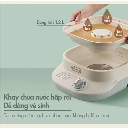 Nồi Hấp Thức Ăn 2 Tầng Đa Năng Bear DZG-C60Q8 Dung Tích 6L | Hàng Chính Hãng | Bảo Hành 18T | Mimax Store