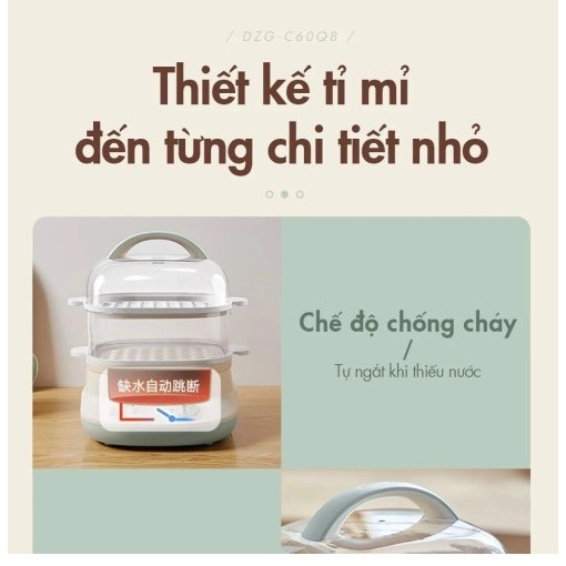 Nồi Hấp Thức Ăn 2 Tầng Đa Năng Bear DZG-C60Q8 Dung Tích 6L | Hàng Chính Hãng | Bảo Hành 18T | Mimax Store