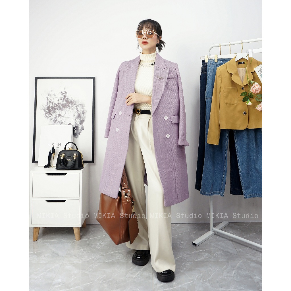áo khoác dạ mầu tím nhạt MIKIA STUDIO