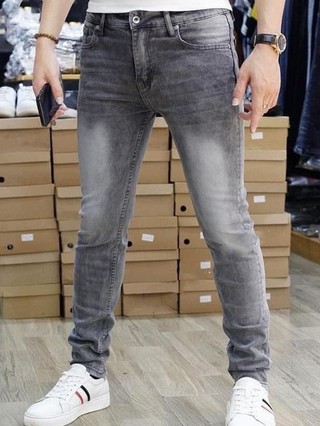 Quần jean nam màu xám khói wash bạc thời trang, jean thun co giãn DAI052