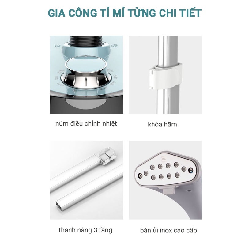 Bàn là hơi nước đứng Chigo ZD-758, Bàn ủi hơi nước CÔNG SUẤT LỚN 1800W, dung tích 1.6L công nghệ xóa nhăn nhanh chóng