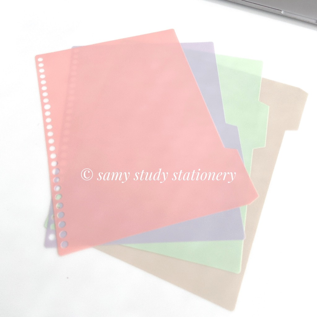 Set 4 tab phân trang bìa phân mục A5/B5/a4 26 lỗ cho sổ còng PVC màu pastel  - Samy Study Stationery
