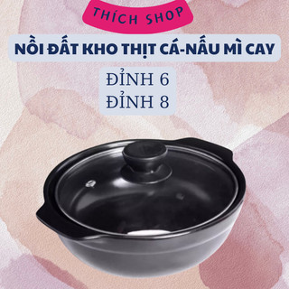 Nồi đất kho thịt cá dày dặn đỉnh 6 đỉnh 8 chuyên nấu mì cay