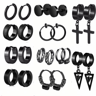 Khuyên tai nam nữ hoa tai tròn dạng kẹp không cần bấm lỗ dạng xỏ Merin Accessories nhiều lựa chọn - Tổng hợp (1 Chiếc)
