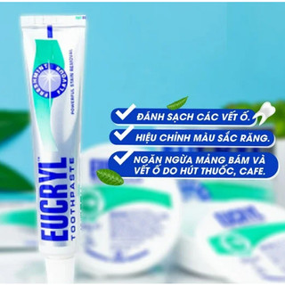 Kem đánh răng tẩy trắng vị bạc hà Eucryl Freshmint Toothpaste (62g)