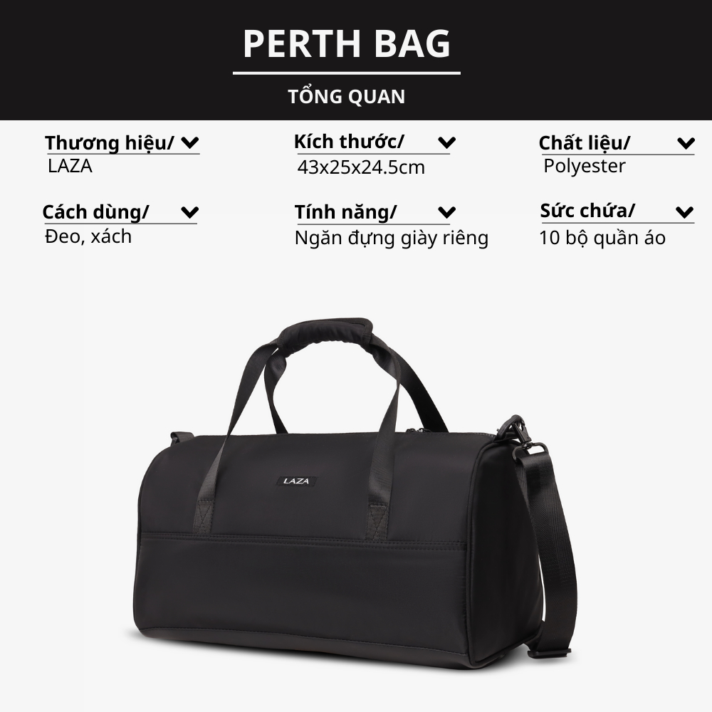 Túi trống gym Perth Bag 644 - Chất liệu polyester trượt nước - Thương hiệu LAZA