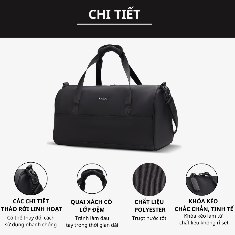 Túi trống gym Perth Bag 644 - Chất liệu polyester trượt nước - Thương hiệu LAZA