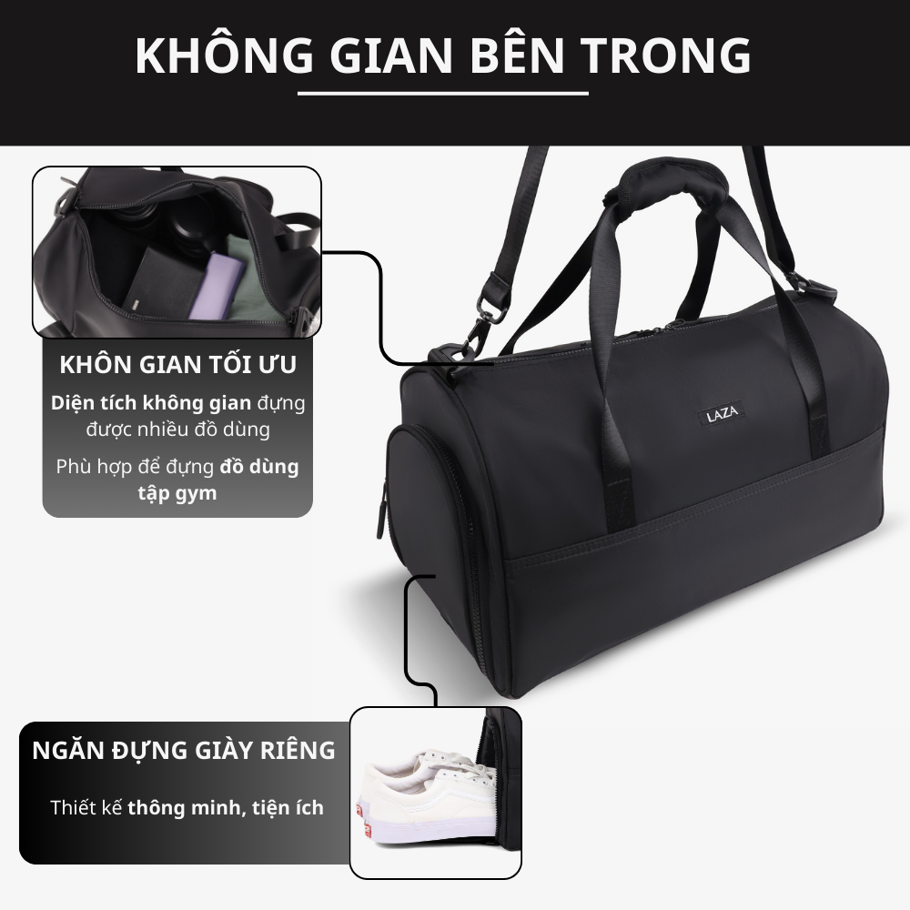 Túi trống gym Perth Bag 644 - Chất liệu polyester trượt nước - Thương hiệu LAZA