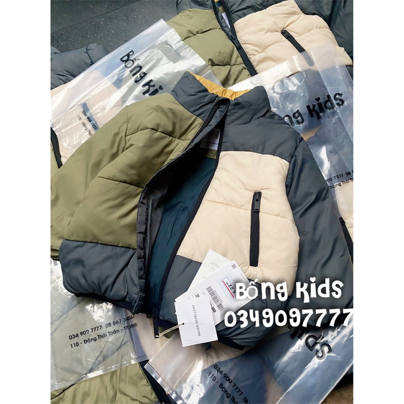 Áo Phao Siêu Mềm Bé Trai Chống Nước Phối Màu Rêu ZR