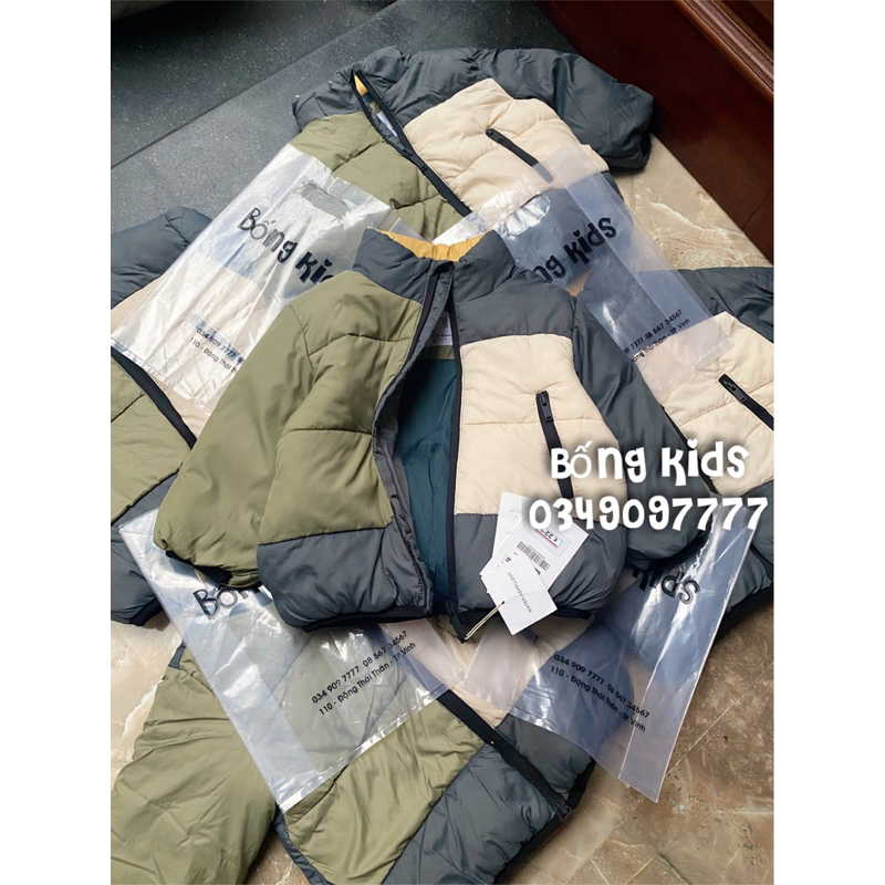 Áo Phao Siêu Mềm Bé Trai Chống Nước Phối Màu Rêu ZR