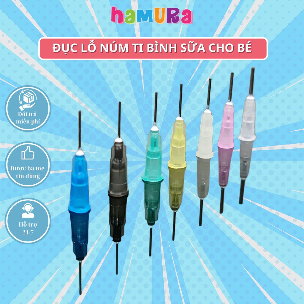 Đục lỗ núm ti,đục lỗ núm ti bình sữa cho bé