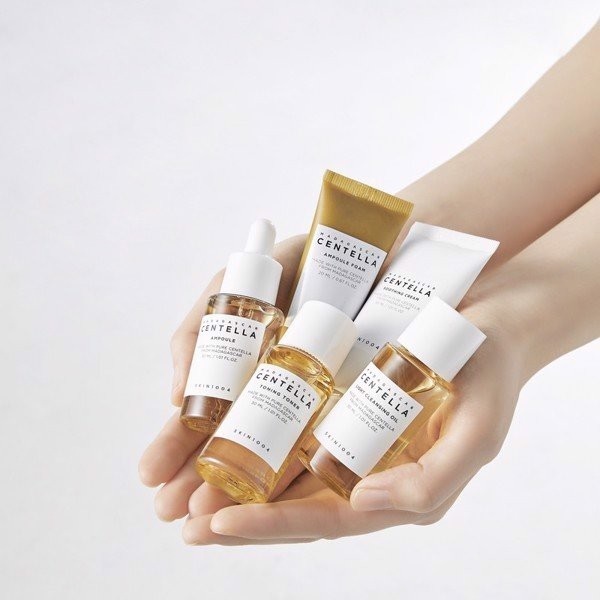 Bộ Kit 05 Sản Phẩm Chăm Sóc Da Mụn, Giúp Phục Hồi Da Skin1004 Madagascar Centella Travel Kit