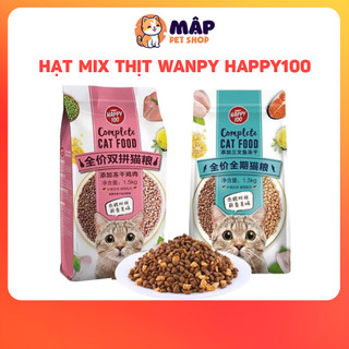 Hạt mix thịt wanpy happy100 - hạt dinh dưỡng cho mèo mọi lứa tuổi