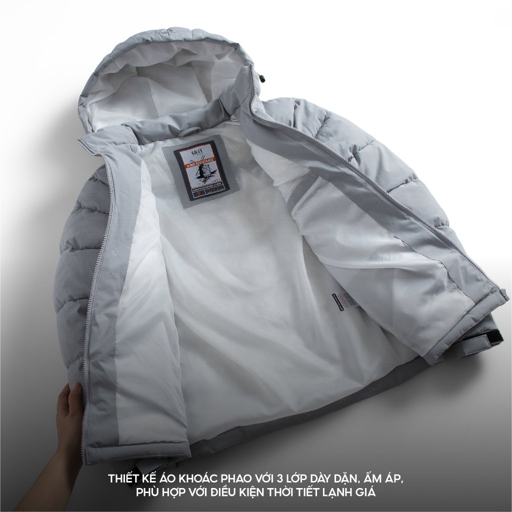 Áo Khoác Phao Nam, Khoác Parka Nam GRSIMPLE Chần Bông Chống Nước Cao Cấp, Siêu Nhẹ, Siêu Ấm,Phom Ôm Vừa Trẻ Trung CF2001