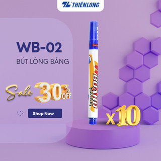 Combo Bút lông bảng Thiên Long WB-02- đầu bút 1.1mm- 3 màu mực- Xanh/ Đỏ/ Đen - Bút viết bảng mực xoá được