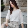 Áo kiểu cổ tròn thắt nơ