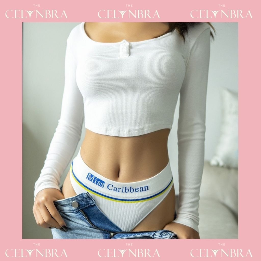 Quần lót lọt khe cotton tăm cạp cao caribean sexy THE CELYNBRA - QL73