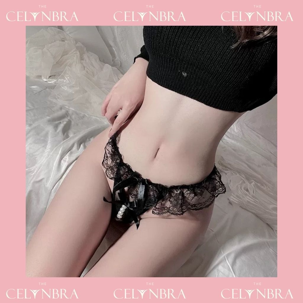Quần lót ren xuyên thấu lọt khe dây ngọc tròn gợi cảm THE CELYNBRA - QL84
