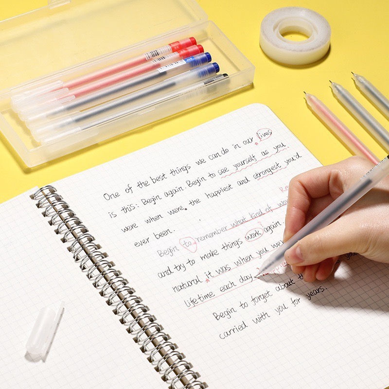 Sét 5 Bút bi nước cute mực gel đen,xanh,đỏ đủ màu nét 0.5mm mực đều nét chữ đẹp