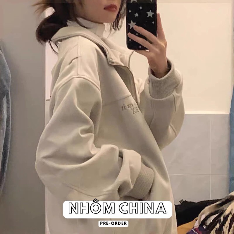 ÁO KHOÁC NHUNG CỔ BOMBER FROM RỘNG CÁ TÍNH