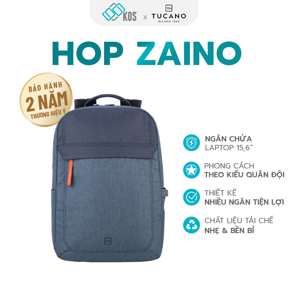 Balo laptop TUCANO HOP ZAINO 15.6 inch, thương hiệu Ý, bảo hành 2 năm
