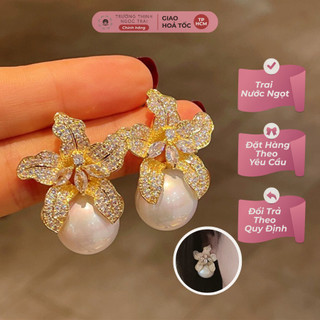 Bông tai đính hạt ngọc Trai 12ly - Ngọc Trai Trường Thịnh