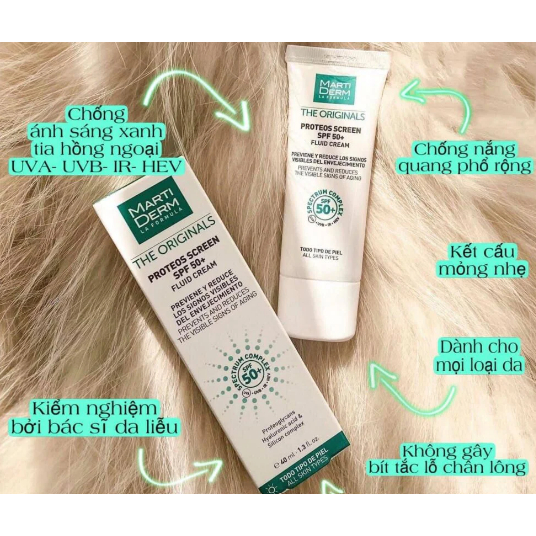 Chống nắng Marti.Derm The Originals Proteos Screen SPF50+ 40ml Fuild Crean