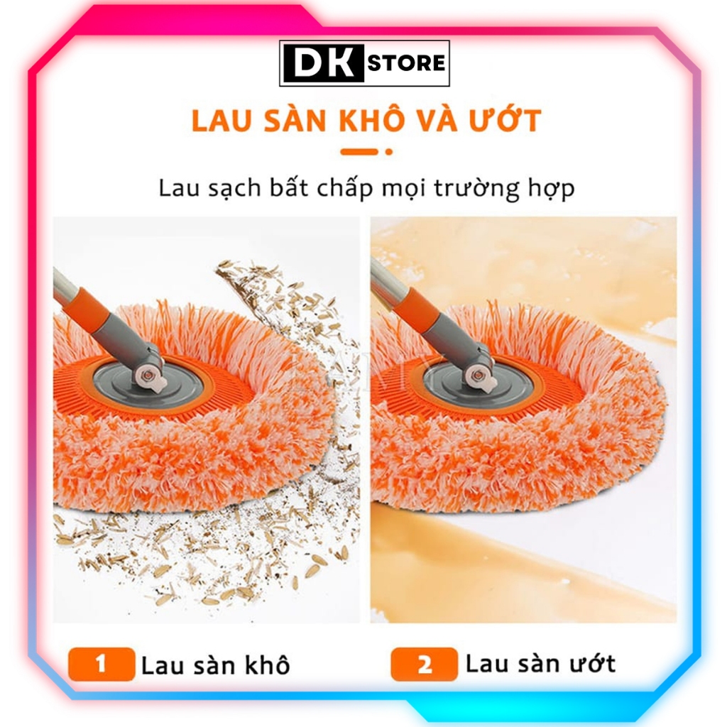 Chổi Lau Trần Nhà, Cây Quét Trần Nhà, Lau Sàn Bông Lau Hoa Hướng Dương Đa Năng Cán Inox Dài 180cm DKSTORE