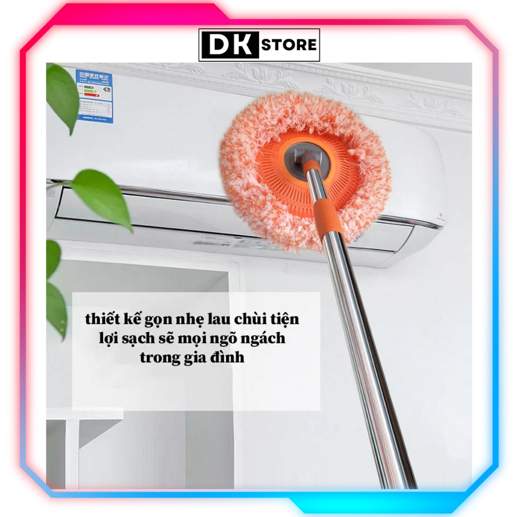 Chổi Lau Trần Nhà, Cây Quét Trần Nhà, Lau Sàn Bông Lau Hoa Hướng Dương Đa Năng Cán Inox Dài 180cm DKSTORE