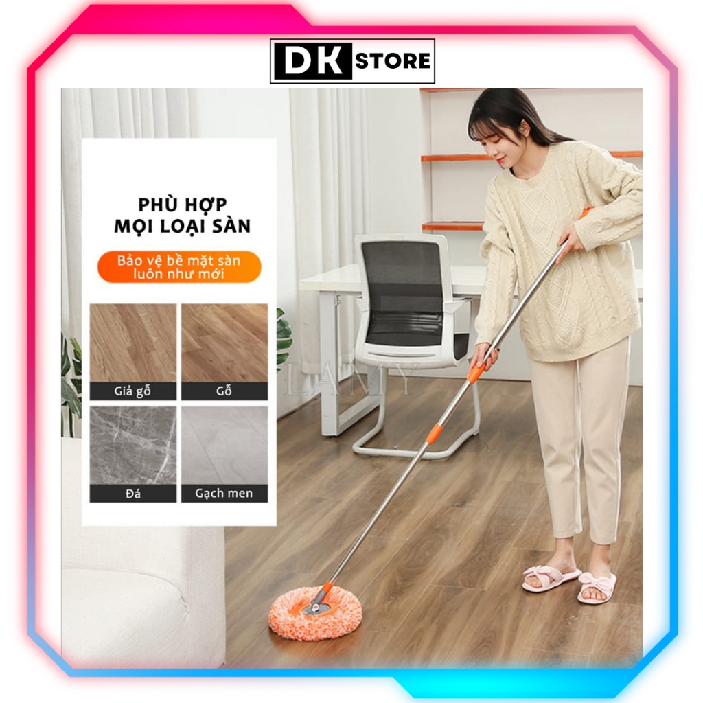 Chổi Lau Trần Nhà, Cây Quét Trần Nhà, Lau Sàn Bông Lau Hoa Hướng Dương Đa Năng Cán Inox Dài 180cm DKSTORE