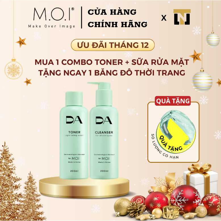 Combo Sữa rửa mặt và Toner DA by MOI Cosmetics làm sạch, dưỡng ẩm cho da ( 2 chai x 200ml)