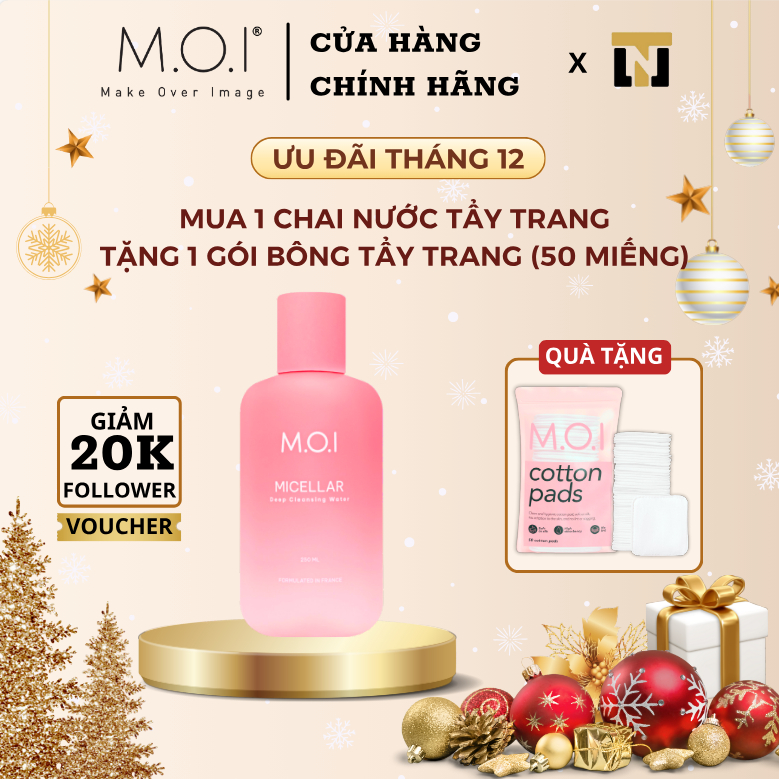 Nước tẩy trang MOI Cosmetics công nghệ MICELLAR làm sạch sâu, dịu nhẹ 250ml