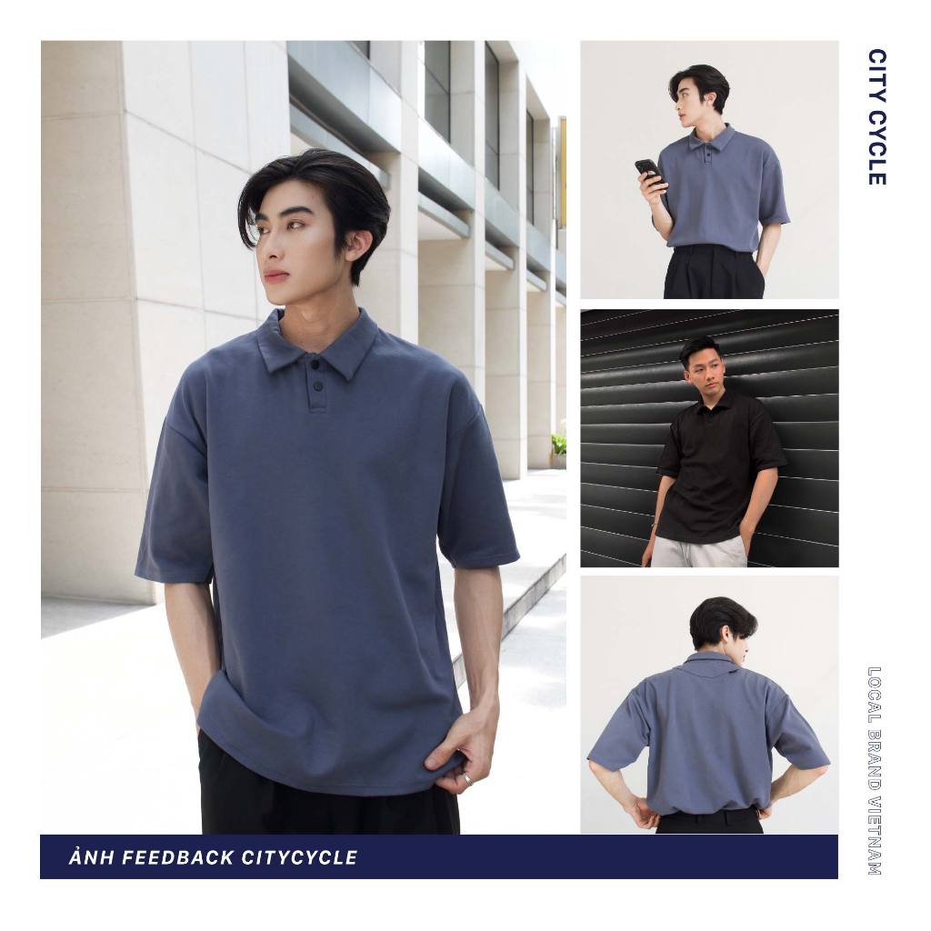 Áo Polo Local Brand Ngắn Tay Lazy City Cycle cotton form rộng nam nữ oversize unisex
