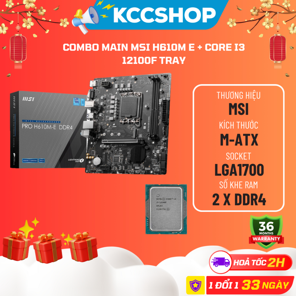 Combo Bán Chạy Main MSI H610M E + Core i5 12400F Hoặc Core i3 12100F - New Bảo Hành 3 Năm | BigBuy360 - bigbuy360.vn