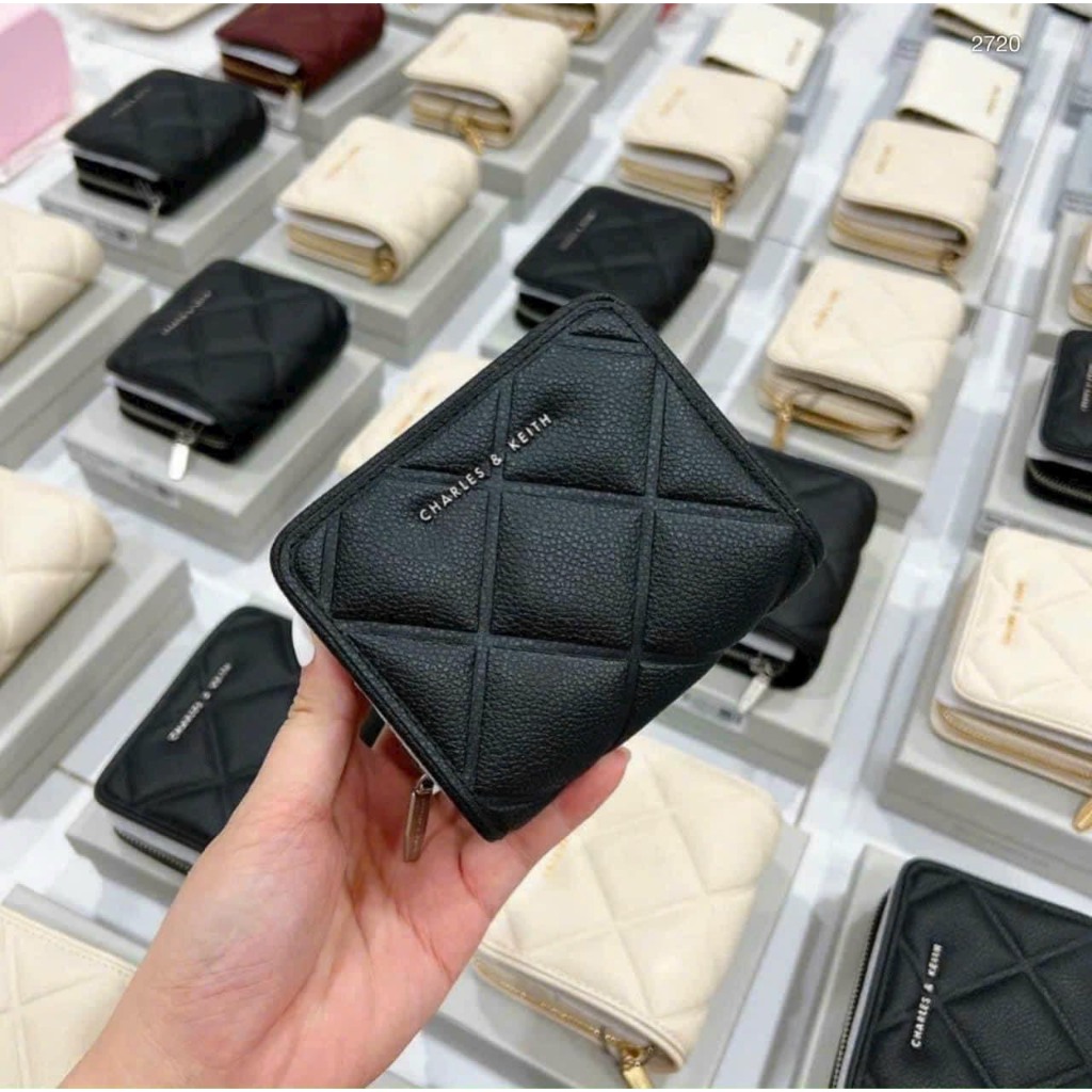 Ví nữ cầm tay, ví gập cê ka trám nhiều ngăn full box - Lucky9store