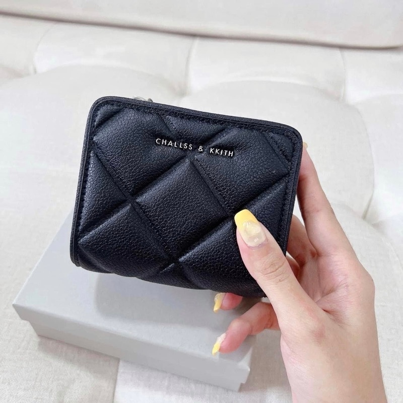 Ví nữ cầm tay, ví gập cê ka trám nhiều ngăn full box - Lucky9store